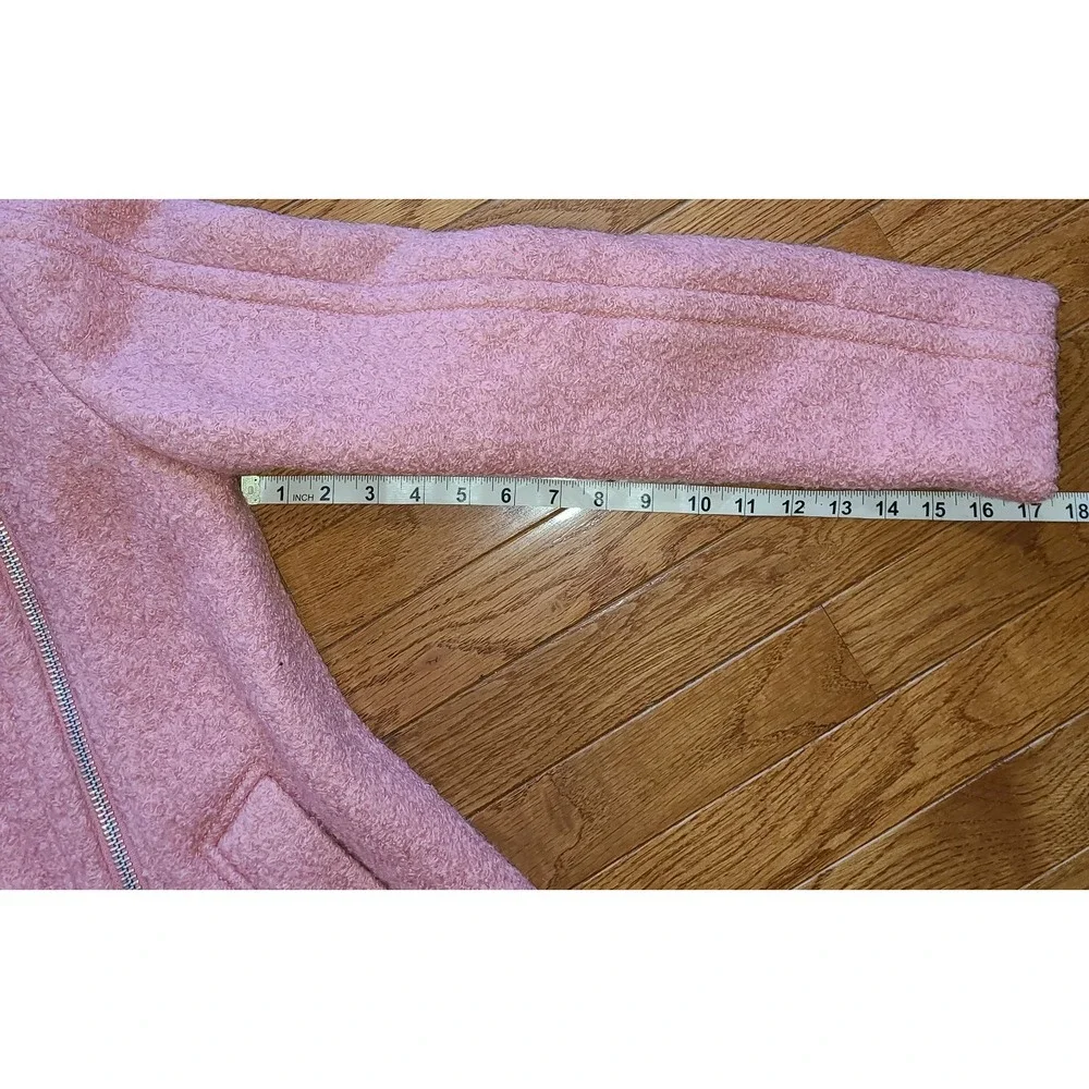 NWOT LOFT Marled Moto‎ Wooly Pea coat Size XS Pink Side zipper shoulder lapels